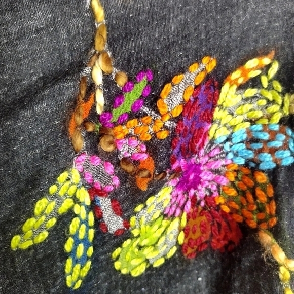 ANU Bohemian Art to Wear Shawl Wool Blend Embroidered Gypsy Open Coat Jacket S/M - Picture 6 of 9